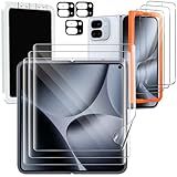 Milomdoi 9 in 1 Screen Protector for Google Pixel 10 Pro Fold, 3 Inside Flexible Film + 3 Front Tempered Glass + 3 Camera Lens Protector Accessories with Installation Frame, No bubbles