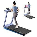 Treadmill with 5% Incline, 300lbs Capacity Folding 15 HP Small Treadmills for Home Portable Running Treadmill with Handles Quiet Brushless Dual Cushion System, Electric Compact Treadmil