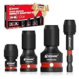 EZARC 4 Pcs Impact to 1/4 Hex Converter, 1/2 3/8 1/4-Inch Square Drive Sockets to 1/4-Inch Hex Adapter, Impact Wrench Adapters for Ratchet Wrench Drivers, Impact Bit Holders, Quick-Change Chuck