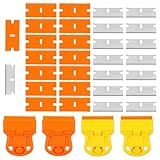 YBEATY 4 Pcs Razor Blade Scraper Windows Blade Scraping Tool Mini Adhesive Remover Tool with Extra 10 Plastic Metal Razor Blades for Surfaces Labels Stickers Paint Decals Taping on Glass