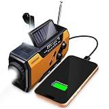 FosPower NOAA Emergency Weather Radio A1 7400mWh Portable Power Bank, AM/FM, USB/Solar/Hand Crank Charging, Battery Operated, SOS Alarm & Flashlight for Indoor/Outdoor Emergency - Orange