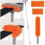wlich Ceiling Fan Cleaner Duster with 77'' Extension Pole, Reusable Chenille Fan Blade Brush and Duster Head kit, Flexible Ceiling Cleaner for Cobwebs, Wall, Sofa and Furniture（Orange）