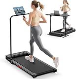Walking Pad Treadmill for Home - Folding Treadmills with Handle Bar Portable Compact Fold up Indoor Foldable Handles Electric Walk Pads Small Spaces Mini Running Quiet Under Bed Office