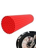JFG RACING Bike Spoke Covers,Universal 72Pcs Dirt Bike Spoke Skins Wheel Wraps for 8"-21" Rims for Dirt Pit Bike Motorcycle Bicycle Wheelchair Decoration - Red