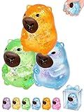 Capybara Squishy Glitter Animal Squeeze Balls Cute Capybara Stress Ball Anxiety Relief Slow Rise Adult Sensory Fidget Tool Gift Sparkling Desk Decor Collectibles Decompression Dough(3pcs Set1)