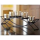 Seraphic Iron Arch Table Centerpiece Decorations Tealight Votive Candle Holder for Weddings, Patio, Kitchen, Dining Room, and Coffee Tables, Black, Clear Chunky 5 Cups