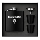 Groomsmen Proposal Gift, Will You Be My Groomsman, Wedding Party, Father of the Bride Flask, Officiant Present, Engraved Hip Flask Set, Best Man Gifts from Groom, Time to Suit Up!