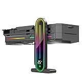 Temperature Displaying GPU Stand ARGB Infinity Graphics Card Support Adjustable 5V 3PIN Video Card Holder Anti-sag Bracket Magnetic Base Display Card Brace Rack PC Graphic Card Accessories (Black)