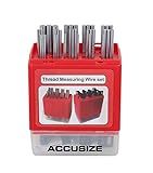 Accusize Industrial Tools U.S. and Metric Thread Measuring Wire Set with Thread Measuring Wire Holders, Eg06-1002