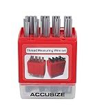 Accusize Industrial Tools U.S. and Metric Thread Measuring Wire Set with Thread Measuring Wire Holders, Eg06-1002