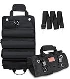 roll up tool bag crafted from 900D high-elastic Oxford fabric, large-capacity and portable roll up tool bag organizer,tool roll bag for various careers. (Black)