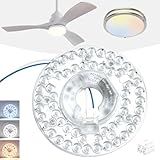AUPRUN 4.92" Ceiling Fan LED Light Replacement, LED Retrofit Light Kit for Ceiling Fan and Flush Mount Ceiling Light, 18W 3CCT 3000K 4000K 6000K 1500LM PCB Panel, Magnetic or Screw Easy Installation