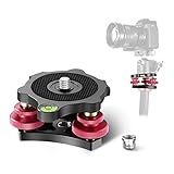 NEEWER Tripod Head Leveling Base Camera Leveler, Aircraft Grade Aluminum Alloy 3 Axis Tri Wheel Head, 3/8” Thread, -5° Precise Angle Adjustment for Macro Panoramic Photography, LP64