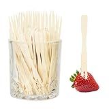 100PCS Cocktail Picks, Fancy Forks for Appetizers, Decorative Skewers for Appetizers Drinks Party Fruit, 3.5 Inch Long Wooden Bamboo Food Forks Charcuterie Boards Accessories