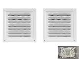 2pcs Attic Vent Soffit Vent Aluminum Wall Vent Metal Shed Vent Square Vent Louver Vent Grille with Built-in Insect Screen for Exterior Door House Attic Garage Ceiling (White 6" x 6"-2 Pack)