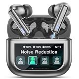 ZIUTY Wireless Earbuds Bluetooth Headphones, ANC/ENC Noise Cancelling, Ear Buds with Multifuntional Touch Screen, 40H Stereo Sound for Sports, IPX7 Clear Calls, 5 EQ for iOS Android (Charcoal)