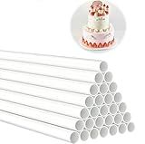 DaTpuik 15PCS 12 Inch White Plastic Cake Dowel Rods for Tiered Cake Construction and Stacking Supporting Cake Round Dowels Straws with 0.4 Inch Diameter