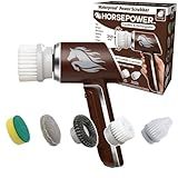 Horsepower Scrubber, Waterproof, Electric Power, Spins 350 RPM, 5 Brush Heads, AS SEEN ON TV, Cleans Dirt & Grime, Tile, Grout, Bathrooms, Kitchen, Auto Rims, Outdoor Furniture & More, Rechargeable