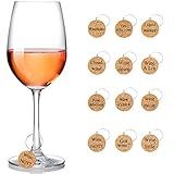 Maitys 12 Pcs Wooden Wine Glass Charms Glass Markers Drink Markers For Wine Champagne Flutes Cocktails Martinis (Novel)