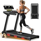18% Incline Folding Treadmills for Home, 3.0HP Quiet Brushless Motor, 3 Manual Incline Levels, 12 Workout Programs, LED Display, 350 LBS Capacity, 0.6-7.5 MPH Compact Walking Pad for Small Spaces