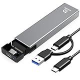 Xiaobi M.2 NVMe SSD Enclosure, Tool-Free Installation, USB 3.2 Gen 2 (10 Gbps) to NVME M-Key/(B+M) Key PCIe NVMe Reader Support UASP and Trim, for SSDs 2230/2242 /2260/2280（Gery）
