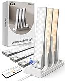 EZVALO 6-Pack Under Cabinet Lighting with Charging Station, 2000mAh Rechargeable Wireless Motion Sensor Lights, 3 Color Temps, Dimmable, Timer, Magnetic, with Remote Control for Kitchen, Closet, Stair