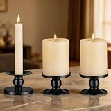 Pillar & Taper Black Candle Holder: Fits 3" Pillar and 0.87" Taper Candles