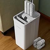 JOYMOOP Mop and Bucket Set with Wringer, Flat Mops for Floor Cleaning, Wall Mop Cleaner with Long Handle, Hardwood Floor Mop with 4 Microfiber Pads