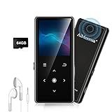 64GB MP3 Player with Bluetooth 5.2, AiMoonsa Music Player with Built-in HD Speaker, FM Radio, Voice Recorder, HiFi Sound, E-Book, Earphones Included