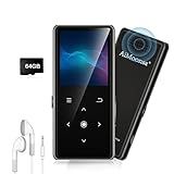 64GB MP3 Player with Bluetooth 5.2, AiMoonsa Music Player with Built-in HD Speaker, FM Radio, Voice Recorder, HiFi Sound, E-Book, Earphones Included