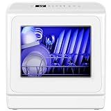 EUHOMY Countertop Dishwasher Portable with 6 Programs, 5L Built-in Water Tank for Apartments, 167℉ High-Temp, No Hookup Needed, Mini Dishwasher with Baby Care, Air Dry/Quick/ECO/Fruit/Normal, White