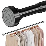 Supforce No Drilling Closet Rods for Hanging Clothes, Closet Rod with Heavy Duty Pressure-Mounted, 17-39 Inches Adjustable Spring Closet Rod for Closet Wardrobes Bathroom Laundry RV Room (Black)