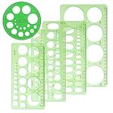 5 Pieces Circle Template - Plastic Circle and Oval Measuring Templates Circle Guide Stencil Geometry Rulers Geometric Drawings Templates for Office School Building Formwork Drawings Template
