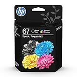HP 67 Black/Tri-Color Ink Cartridges (2-Pack) | Works with DeskJet 1255, 2700, 4100, Envy 6000, 6400 | Instant Ink Eligible | 3YP29AN | Packaging May Vary
