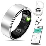 Smart Health Ring for Women Men Fitness Tracker with Heart Rate, Blood Oxygen, Blood Pressure, Sleep Monitoring, Step Counting, IP68 Waterproof for iOS and Android, No Subscription Fee, Silver 8#