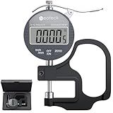 Neoteck Digital Thickness Gauge 0.5inch/12.7mm,0.0005inch/0.01mm LCD Display with Inch/MM Conversion One-Hand Quick Press Thickness Measuring Tool for Leather Paper Fabric Film etc.-Silver-Grey