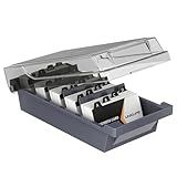 Uniclife Business Card Holder for Desk, Large Plastic Business Card Organizer Business Card Box with Lid, Dividers & A-Z Index Tabs, Desktop Index Card Holder, Name Card Storage Box, 500 Card Capacity