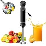 Bonsenkitchen Hand Blender, Immersion Blender with 2 Mixing Speed, Electric Handheld Mixer Portable Stick Mixer with Stainless Steel Blades for Soup, Smoothie, Puree, Baby Food