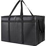 Bodaon Insulated Food Delivery Bag, XXXL Pizza Delivery Bags for Hot and Cold Food, Commercial, Large Capacity Reusable Warming Bag, Catering Cooler Bag for Doordash, Warmers for Parties (Black, 1Pk)
