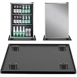 Mini Fridge Silicone Mat with 4 Sturdy Base Raisers, 24''x 24'' Drain Pan, Suitable for Fridge, Washing Machine, Dryer, Wine Cabinet.