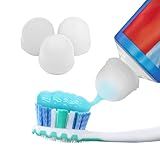 Chrome Cherry SqueezMe Self-Closing Toothpaste Caps, Silicone Lid for Kids & Adults, No Mess Toothpaste Dispenser, Self-Standing Easy Squeezer Cap, Bathroom Accessory, Clear, Pack of 3
