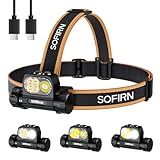 Sofirn HS22 Rechargeable Headlamp 2500 Lumen, 2700K-6500K Color Temperature Control, LED High Brightness Head Lamp with Floodlight Spotlight, Waterproof Headlight for Camping, Running, Outdoor Use