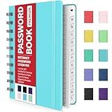 Forvencer Password Book with Individual Alphabetical Tabs, 4"x5.5" Small Password Notebook, Spiral Password Keeper, Internet Address and Password Organizer, Password Logbook for Home Office, Sky Blue