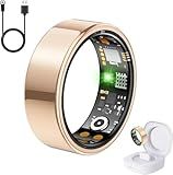 Health Tracker Ring, Smart Health Ring for Women Men with Heart Rate, Blood Oxygen, Sleep Monitor, Steps,Calories, No Subscription Fee, IP68 Waterproof Smart Ring for iPhone & Android (Rose Gold, 8#)