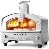 BIG HORN Gas Pizza Oven, Portable Propane Pizza Oven with 15 inch Pizza Stone, Stainless Steel Pizza Maker for Outdoor Cooking