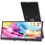 12.3 Inch Secondary Monitor, IPS Stretched Bar LCD Travel Display 1920 * 720 HDMI USBC, Mini Portable Monitor Metal Material for Laptop Computer Windows Aida64 GPU CPU RAM Monitoring,Built-in Speaker