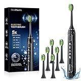 OasiSmile Sonic Electric Toothbrush for Adults: Deep Cleaning for Travel & Sensitive Teeth – Rechargeable Toothbrush with 6 Brush Heads, 42000 VPM, 5 Modes, 100 Days Battery Life for for Home Family