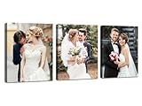 ZhongxingWL 3 pieces Custom Framed Canvas Prints With Your Photos - Upload Your Image/Photo-Custom Personalized Photo to Canvas,Canvas Printing Gifts for Pets Family Baby Wedding (08" Lx10 W x3pcs)