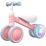 BEKILOLE 1 Year Old Girl Gifts Baby Balance Bike 1st Birthday Girl Gift with LED Light Up Wheels for 12-24 Months Toddlers - ASTM Certified 2-Minute Assembly Pink First Ride On Training Toy