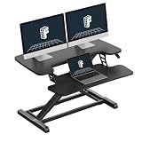 FLEXISPOT 32" Standing Desk Converter, Space-Saving Desktop Riser for Home Office, Sit Stand Computer Workstation for Laptop & Dual Monitor Setup, Black
